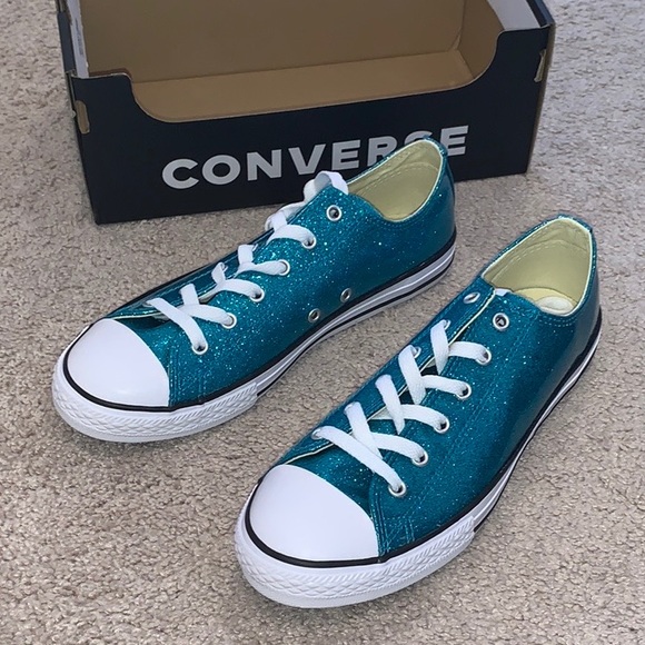 teal glitter converse